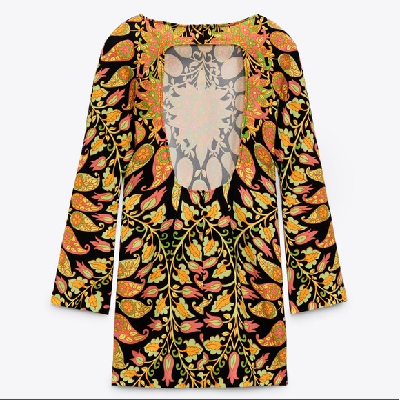 Zara Colorful Floral Print Open Back Mini Dress - Picture 10 of 11